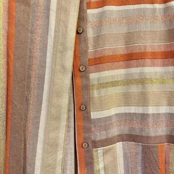 Soft Surroundings Maddalena‎ Metallic Striped Button Down Shirt in Size XL - Picture 13 of 16